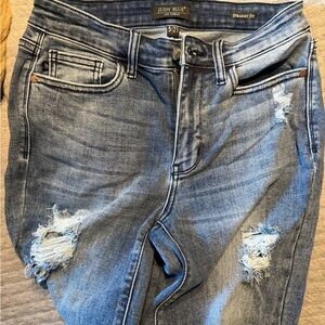 Judy Blue Women's Ripped Straight Leg Jeans - Classic Blue